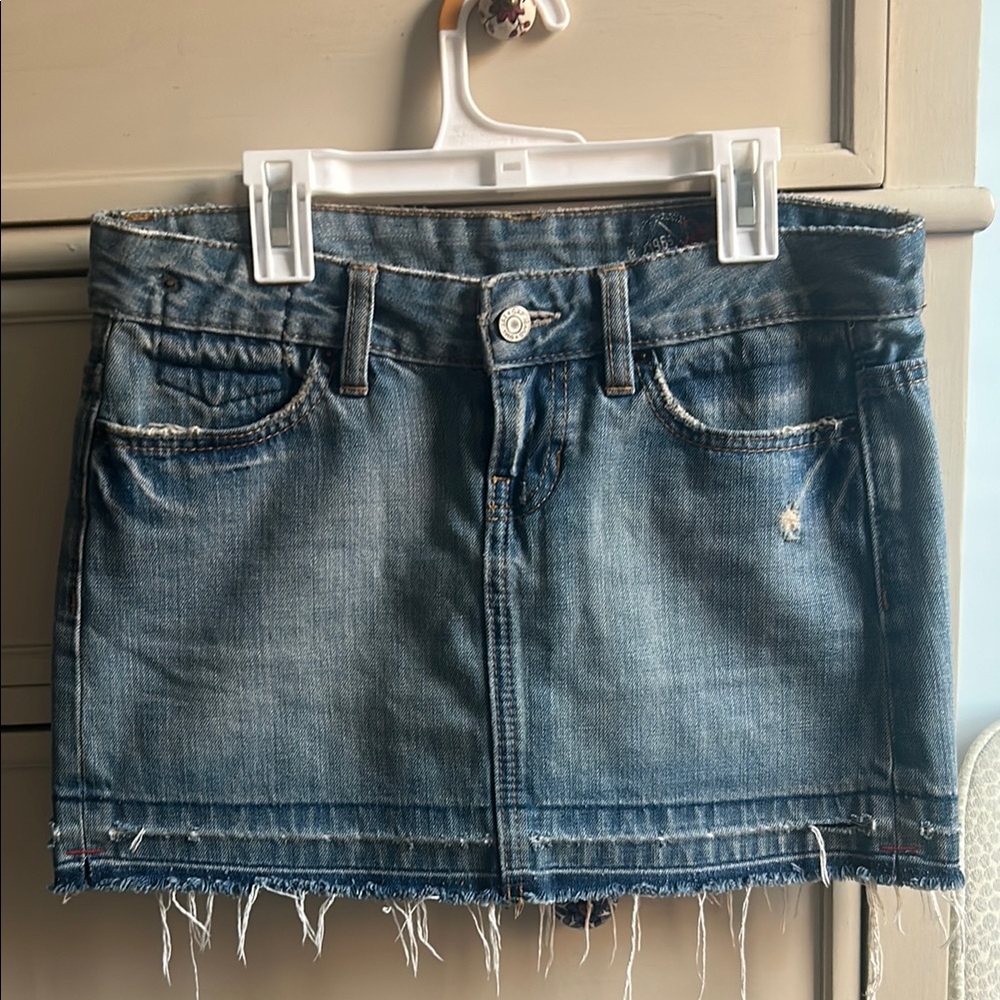 GAP Frayed Hem Blue Mini Skirt